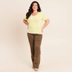 T-shirt col v manches courtes jaune clair femme