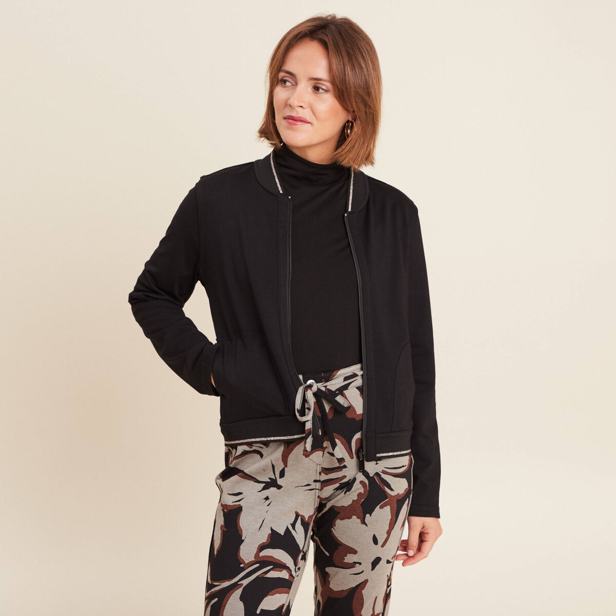 Blouson zippé réversible marron clair femme