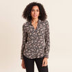 Chemise cintr&eacute;e manches longues fluide noir femme