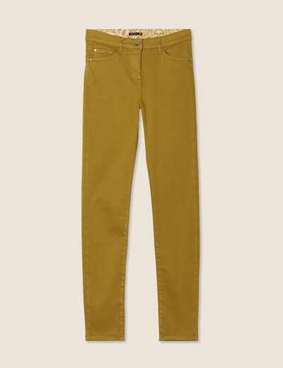 Jean magique L'Unique coupe ajust&eacute;e vert olive femme