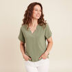 Blouse fluide manches courtes vert clair femme