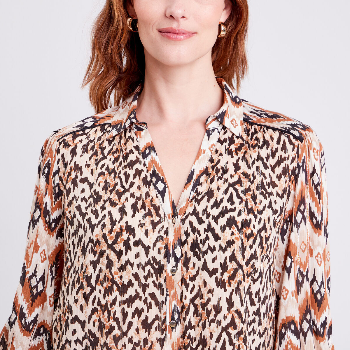 Chemise manches longues beige femme