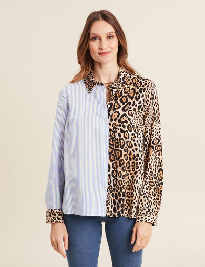 Chemise manches longues marron clair femme