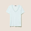 T-shirt manches courtes col en V bleu turquoise femme