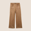 Pantalon aspect daim marron femme