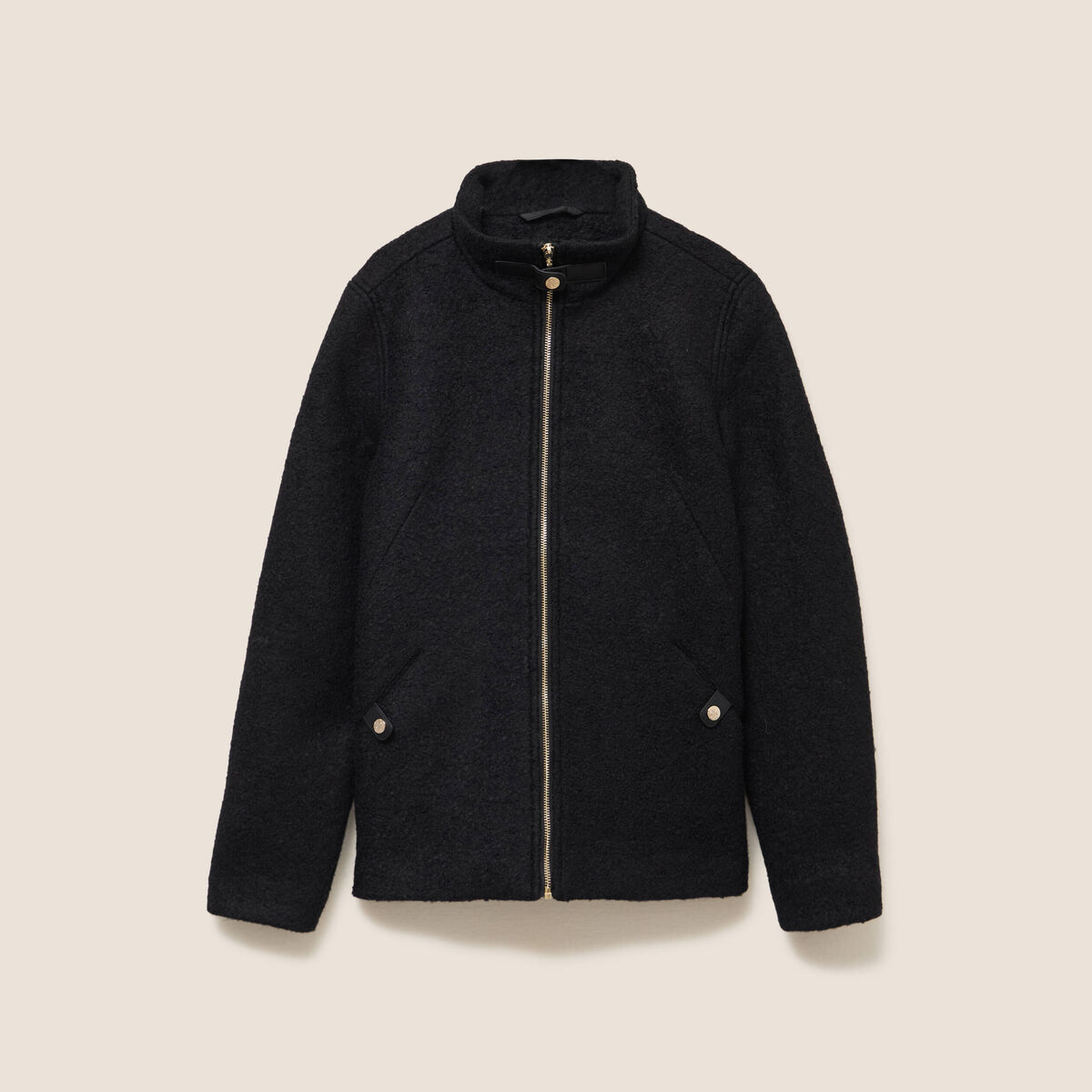 Manteau doubl&eacute; avec capuche noir femme