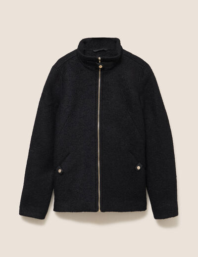 Manteau doubl&eacute; avec capuche noir femme