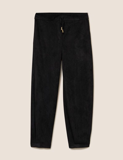 Pantalon balloon bas resserr&eacute; noir femme