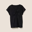 Top col V manches courtes noir femme