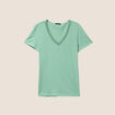 T-shirt manches courtes col en V vert clair femme
