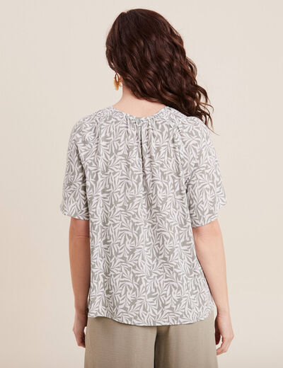 Blouse manches courtes vert kaki femme
