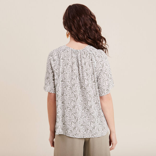 Blouse manches courtes vert kaki femme