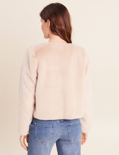 Veste manches longues fausse fourrure sable femme