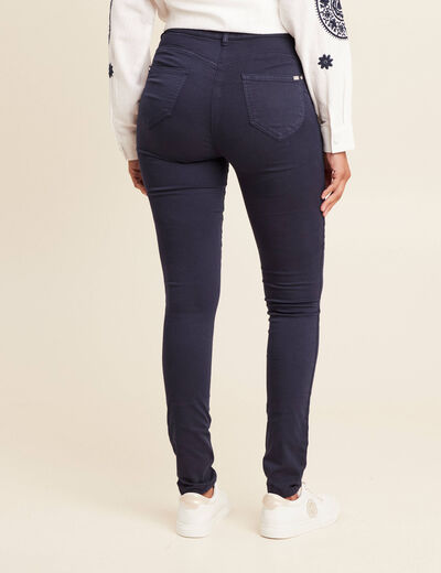 Pantalon léger taille haute long bleu marine femme