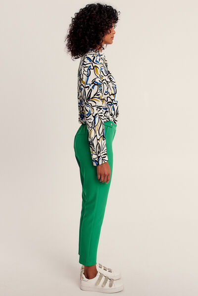 Pantalon chino flou 7/8ème vert femme