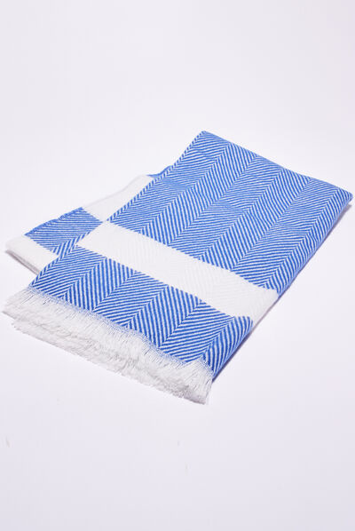 Écharpe à franges bleu electrique femme