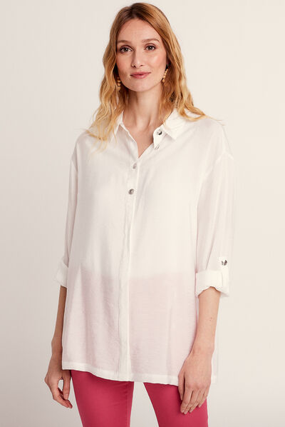 Chemise manches longues ecru femme