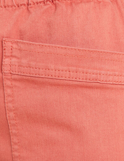 Pantalon coupe droite à coulisse vieux rose femme