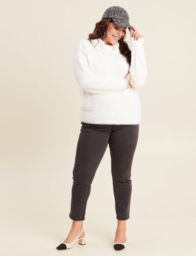 Jean ajusté taille basse denim gris femme