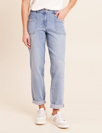 Jean coupe mom 7/8&egrave;me denim double stone femme