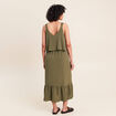 Robe fluide &eacute;vas&eacute;e &agrave; fines bretelles vert kaki femme