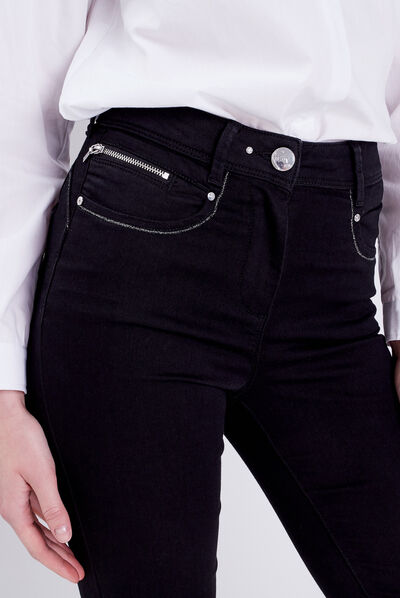 Pantalon évasé taille haute noir femme