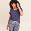 T-shirt col rond manches courtes bleu marine femme