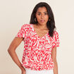 Blouse manches courtes rouge femme