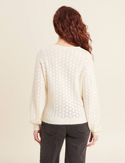 Pull manches longues ajouré sable femme