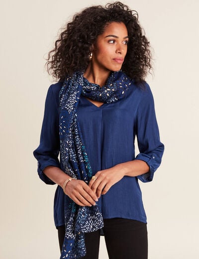 Foulard bleu fonc&eacute; femme