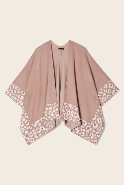 Poncho bas asymétrique taupe femme
