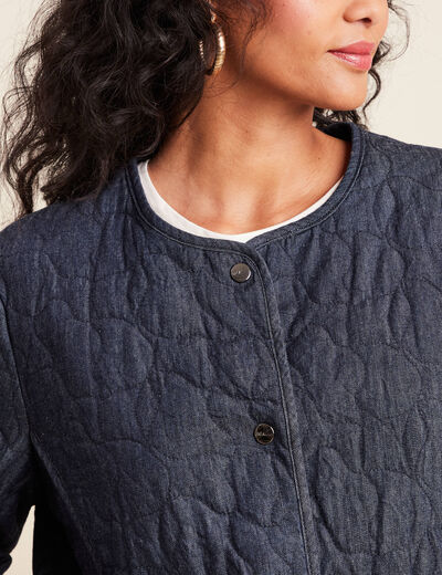 Doudoune doublée sans col denim brut femme