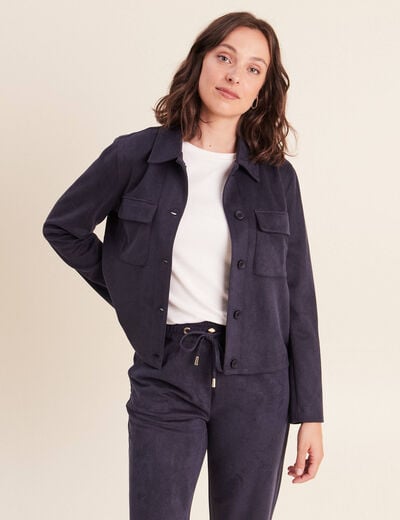 Veste doubl&eacute;e bleu fonc&eacute; femme