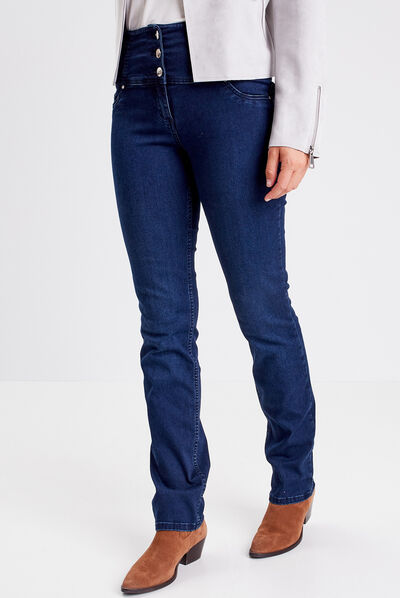 Jean droit effet gainant denim brut femme