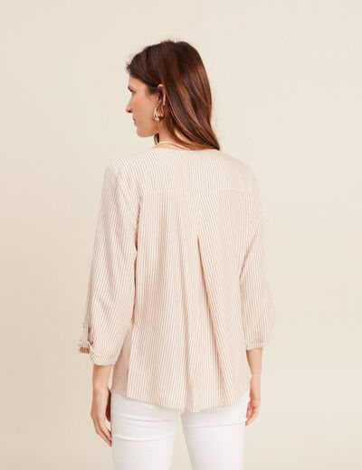 blouse fluide manches 3/4 marron femme