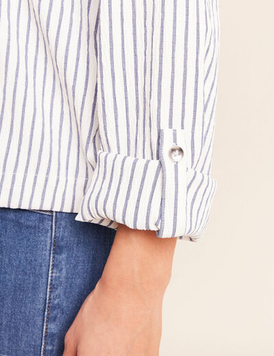 Chemise fluide manches longues bleu femme