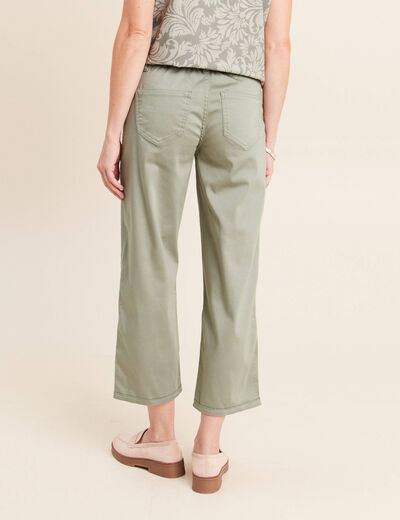 Pantalon droit 7/8&egrave;me taille bascul&eacute;e gris femme