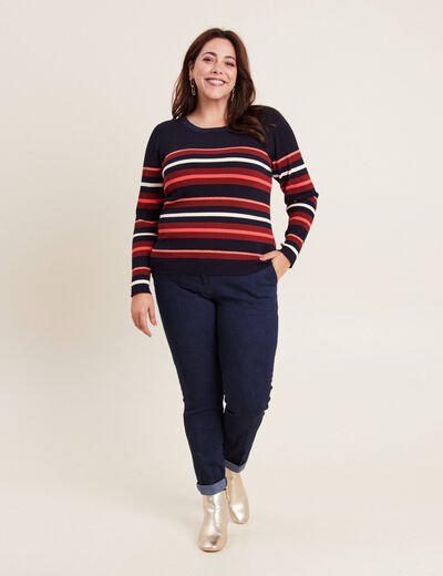 Pull manches longues multicolore femme