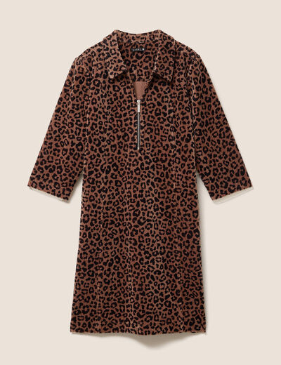 Robe droite velours marron femme