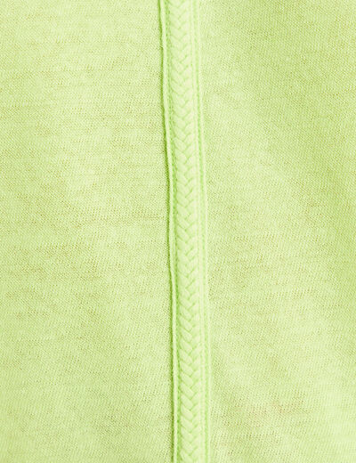 T-shirt tresse manches courtes vert anis femme
