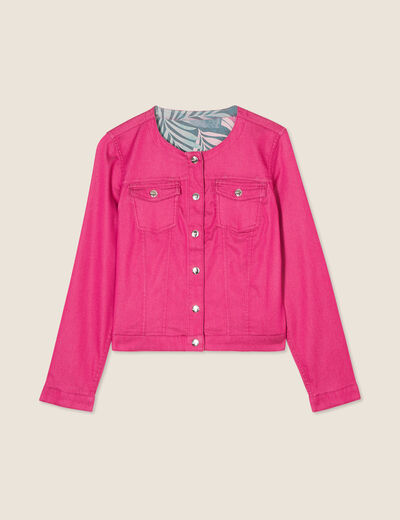 Veste cintrée réversible jean rose fushia femme
