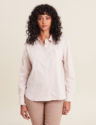 Chemise manches longues beige femme