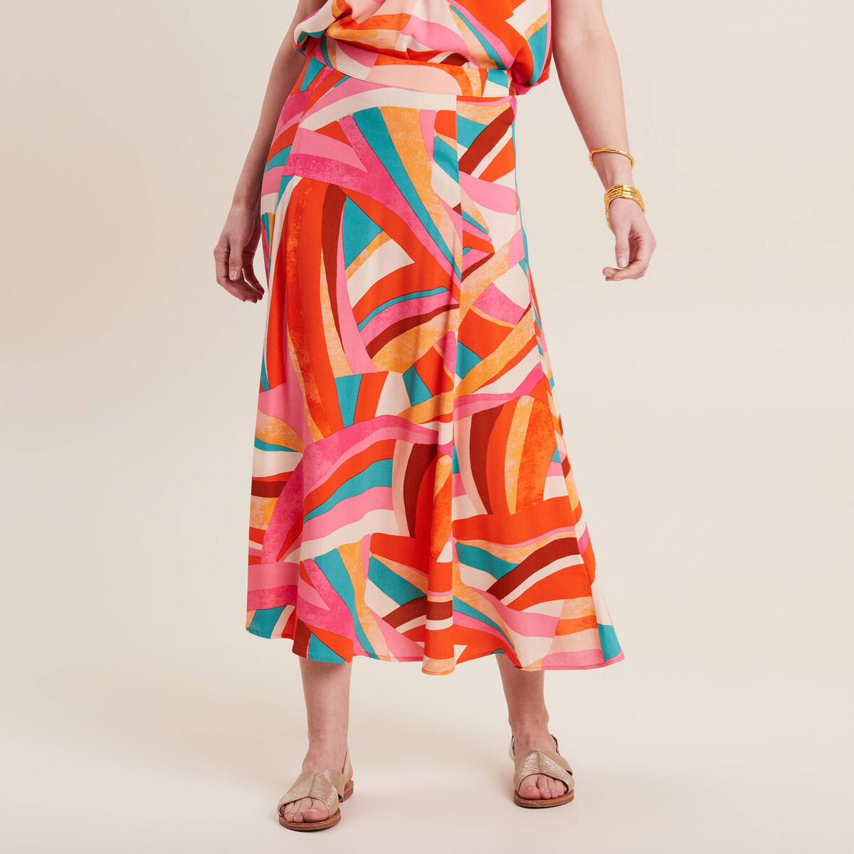 Jupe longue &eacute;vas&eacute;e multicolore femme