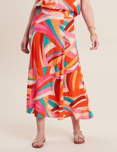 Jupe longue évasée multicolore femme