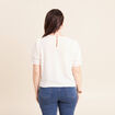 T-shirt col rond &agrave; dentelle ecru femme