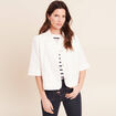 Veste droite courte manches 3/4 ecru femme