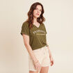 T-shirt manches courtes vert olive femme