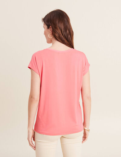 T-shirt manches courtes rose fushia femme