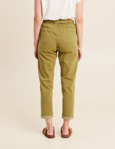 Pantalon coupe mom 7/8&egrave;me vert kaki femme