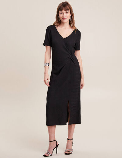 Robe midi moulante noir femme